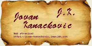 Jovan Kanačković vizit kartica